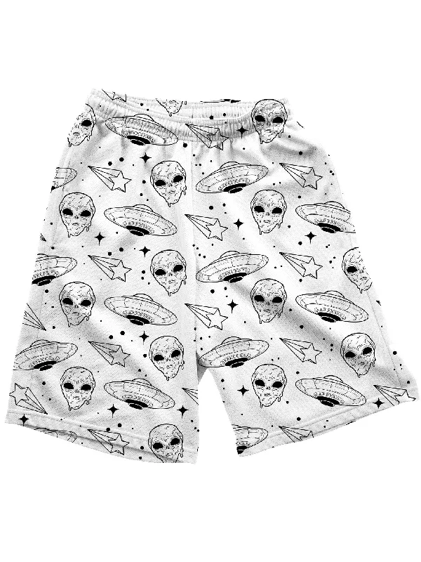 Men's zip - pocket canvas shorts for added functionality during travelAlien Drip (White) Shorts