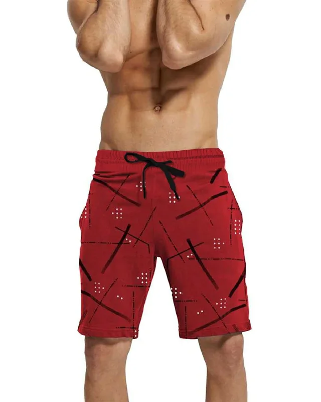 Men's distressed cotton shorts for a bohemian - inspired styleMen Red Printed Regular Shorts