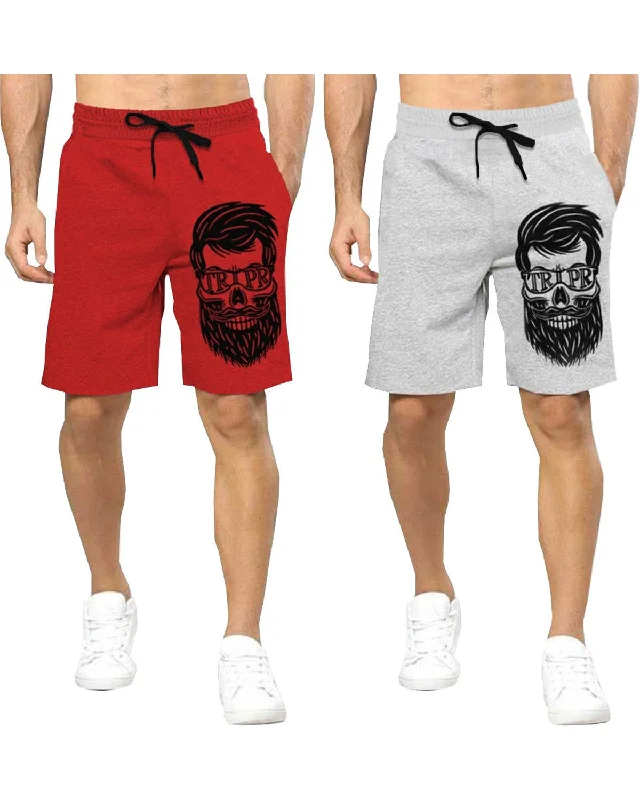 Men's high - waisted swim shorts with UPF protection for beach vacationsmens short-PACK OF 2-red-grey