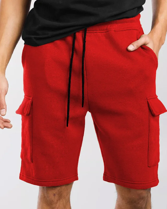 Men's flat - front chino shorts for semi - formal summer eventsMen Solid 4 Pocket Red Shorts