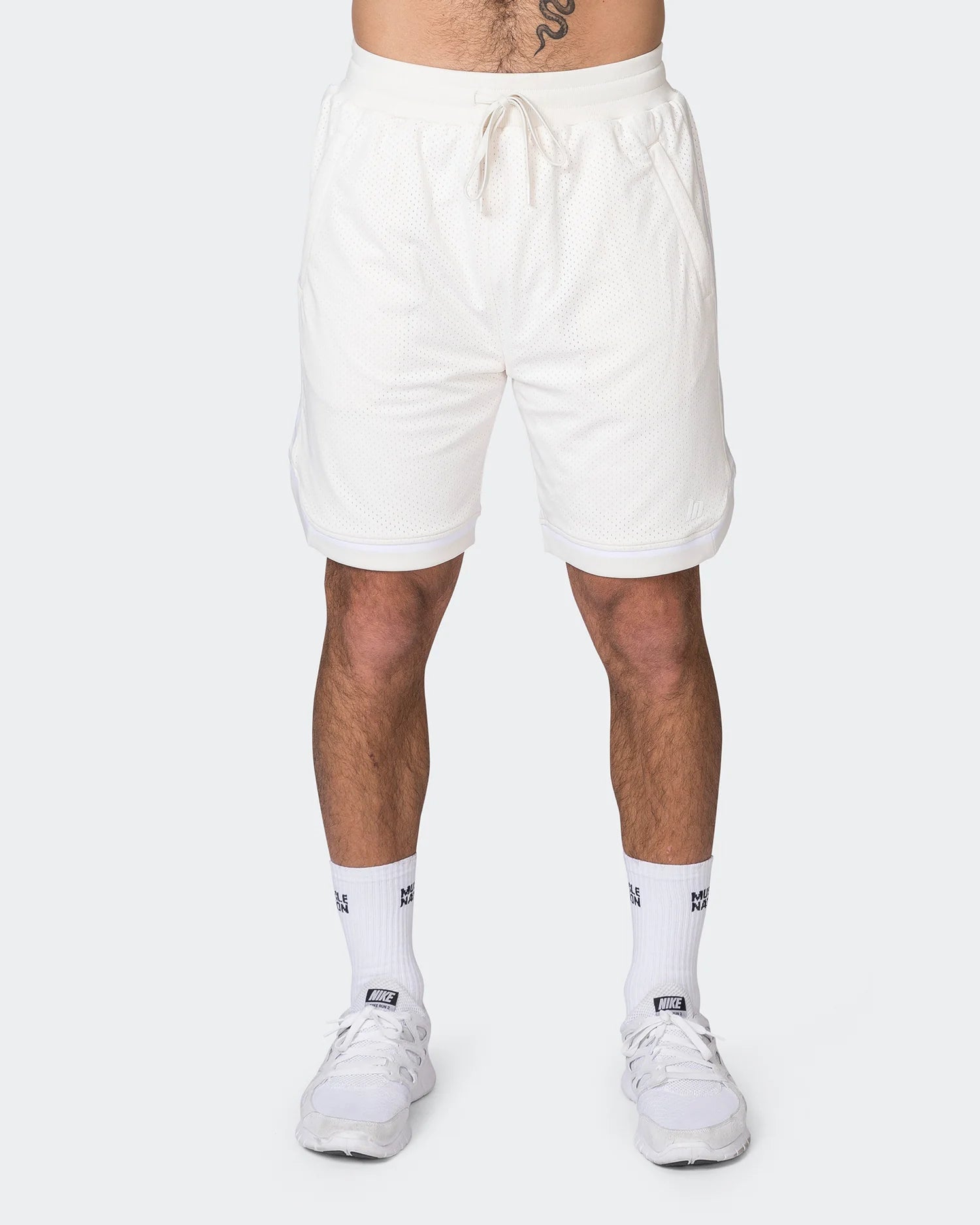 Men's flat - front chino shorts for semi - formal summer eventsMuscle Nation | Mens 8" Basketball Shorts - Tavertine