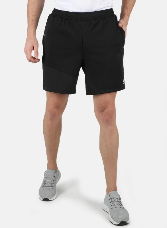 Men's moisture - wicking performance shorts for sweaty outdoor activitiesMen Black Self Design Short