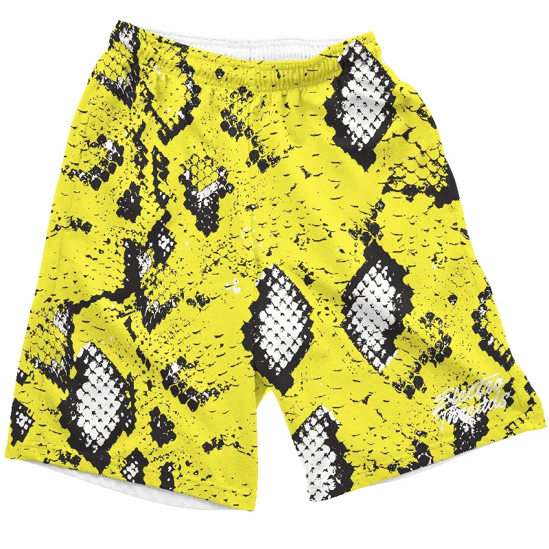 Men's floral print silk blend shorts for a unique night - out lookYellow Snake Skin Shorts