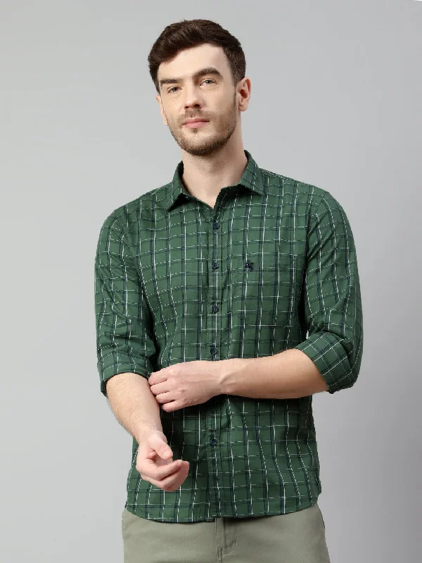 Men's Graphic - Printed Casual Shirts with Pop - Culture References for a Fun and Stylish LookMen's Green Casual Medium Checks Full Sleeve Shirt