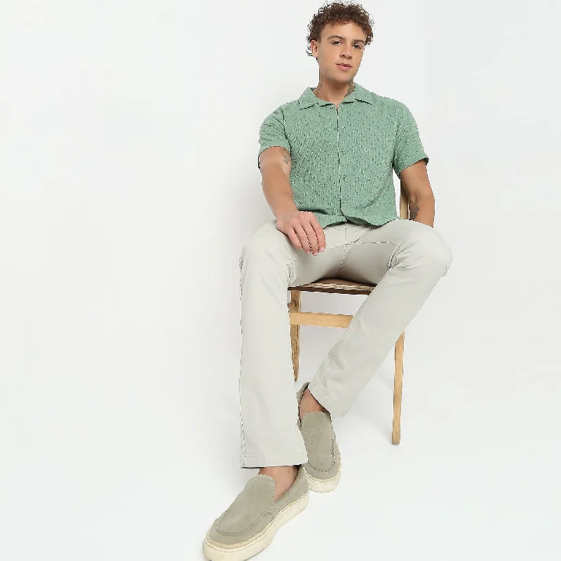 Men's Stretch - Fabric Casual Shirts in Navy Blue for a Comfortable and Flexible FitRegular Fit Solid Shirt