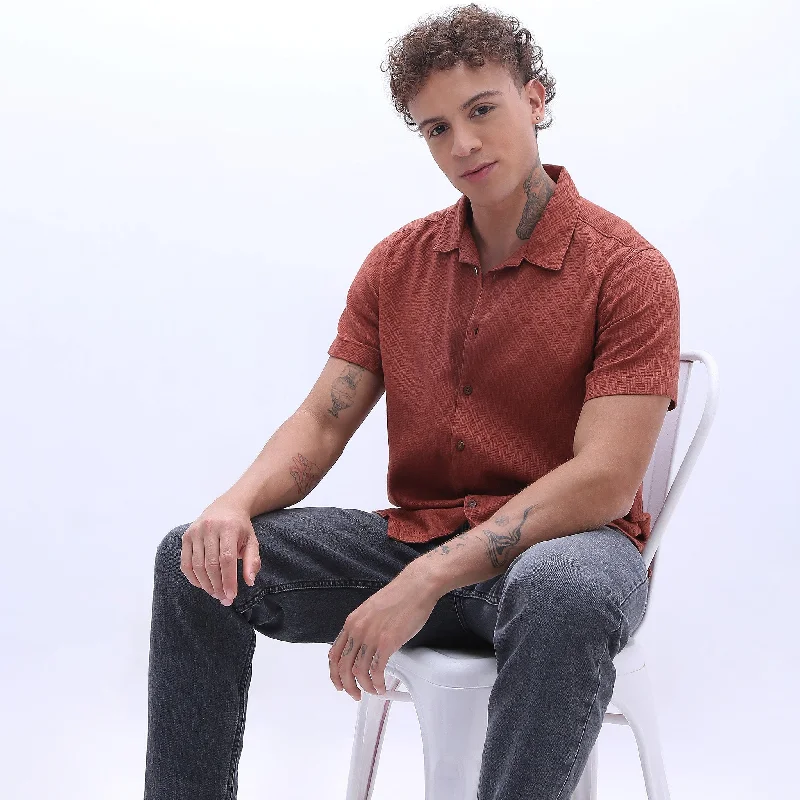 Men's Thermal - Lined Casual Shirts in Black for Added Warmth in Cold WeatherSmart Dobby Camp Collar Shirt