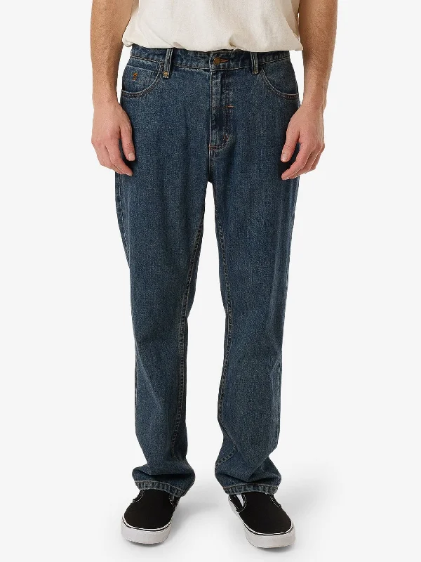 Plus Size Men's Straight Leg Jeans with Reinforced Knees for DurabilityStraight Line Denim Jean - Dirty Thrills Blue