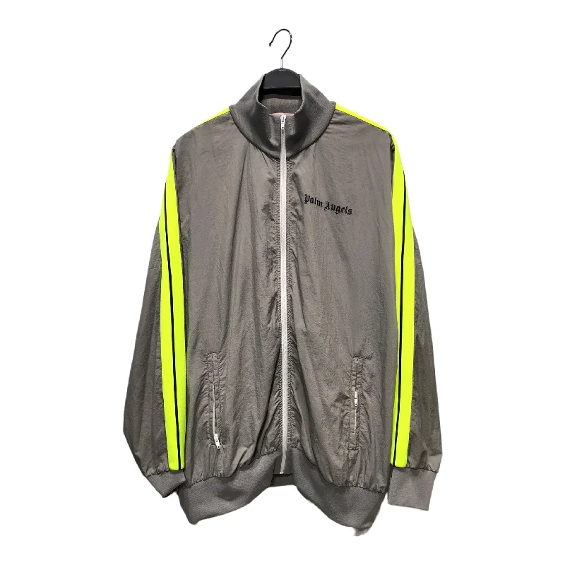 Stylish men coats with a double - breasted design for a formal lookPalm Angels/Windbreaker/XXL/Polyester/GRY/Stripe/PALM ANGELS STRIPE TRACK JKT Stylish men coats with a double - breasted design for a formal lookPalm Angels/Windbreaker/XXL/Polyester/GRY/Stripe/PALM ANGELS STRIPE TRACK JKT