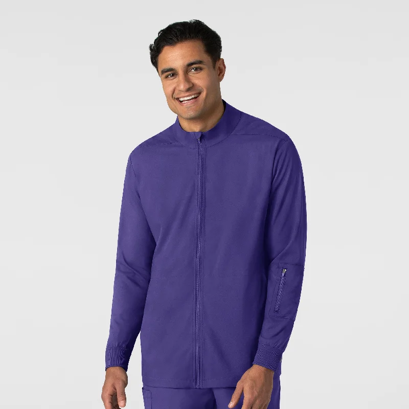 Embroidered men jackets with intricate floral designs for a unique aestheticBoundless Men's Warm Up Scrub Jacket - Grape