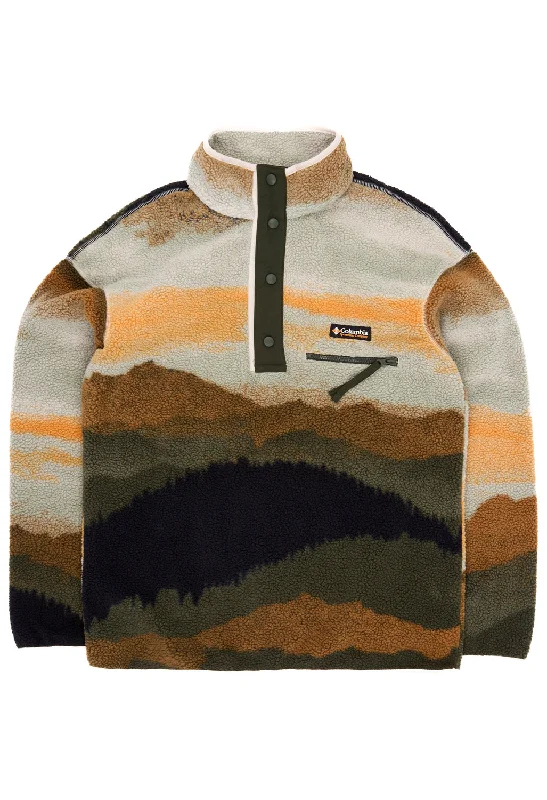 Men fleece - lined work gloves for outdoor laborColumbia Helvetia II Printed Half Snap Fleece - Greenscape Dolomites