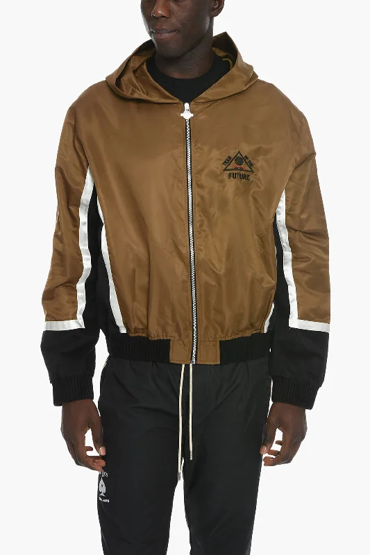 Men coats made of high - quality leather for a rugged and durable optionJust Don Two Tone Windbreaker Jacket with Hood