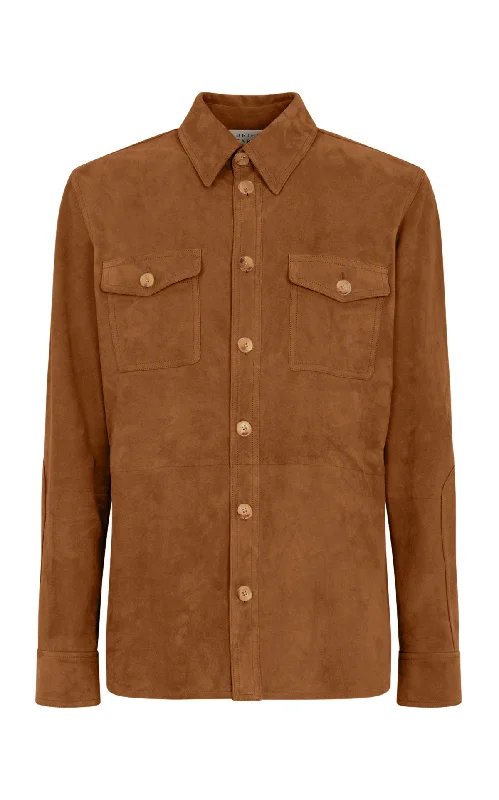 Men jackets with a hidden interior pocket for secure storageLucas Overshirt in Camel Suede