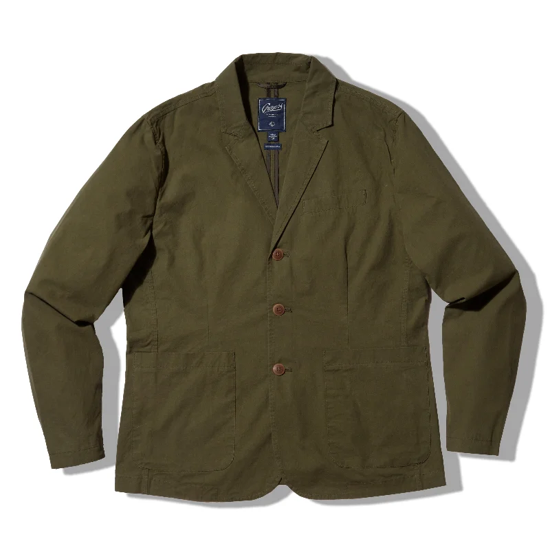 Hooded men jackets with a detachable faux - fur trim for added warmthMercer Cotton Blazer - Dark Olive