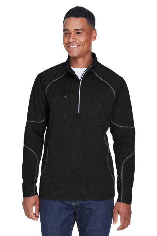 Men fleece - filled down vests for lightweight warmthNorth End Mens Catalyst Performance Moisture Wicking 1/4 Zip Fleece Jacket - Black