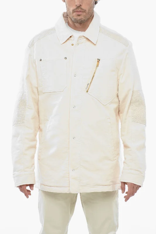 Men coats with a water - resistant finish for light rain and splashesObjects IV Life Padded Overshirt with Patch Detail