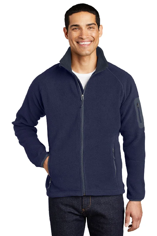 Men fleece - lined leather jackets for a luxurious feelPort Authority Mens Full Zip Fleece Jacket - Navy Blue/Battleship Grey