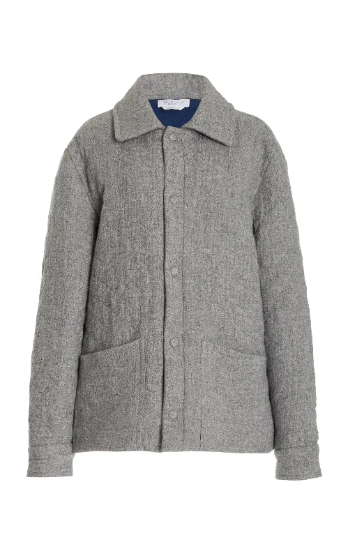 Fleece - lined men jackets for cold - weather commutingSkye Paddock Jacket in Light Grey Melange Cashmere Linen