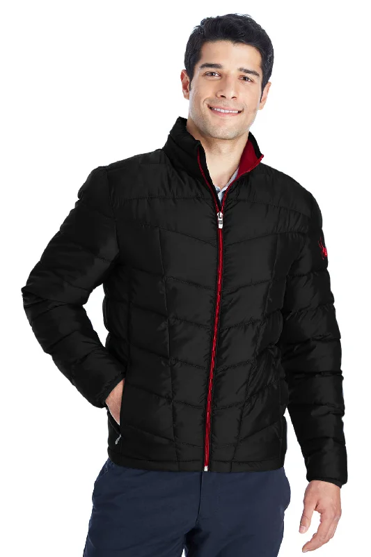 Plus - size men jackets with adjustable drawstrings for a comfortable fitSpyder Mens Pelmo Puffer Full Zip Jacket - Black