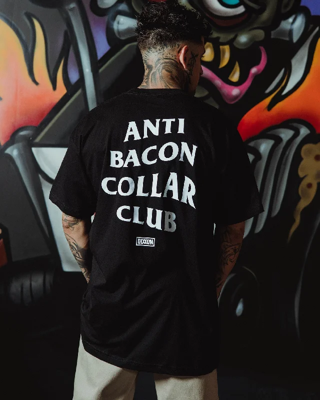 Men's eco - friendly recycled t - shirts for sustainable fashion choicesAnti Bacon Collar Club T-Shirt - Black
