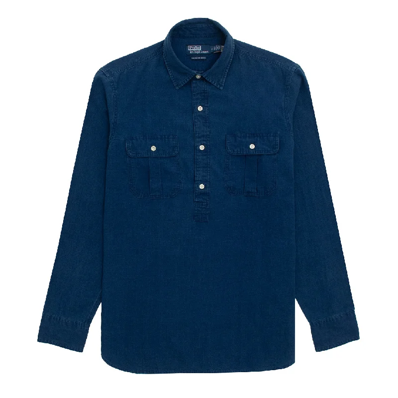 Men's UV - protected polo shirts for outdoor gardeningPolo Ralph Lauren Classic Fit Indigo Popover Workshirt Indigo Men's UV - protected polo shirts for outdoor gardeningPolo Ralph Lauren Classic Fit Indigo Popover Workshirt Indigo