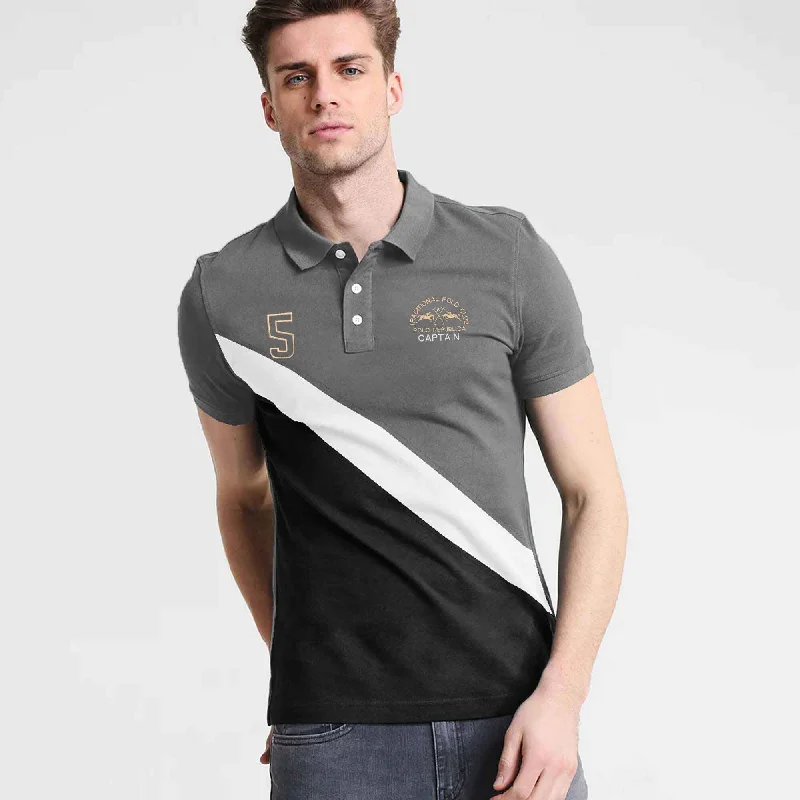 Men's high - collar polo shirts with a modern twistPolo Republica Men's Captain 5 Embroidered Contrast Panels Style Polo Shirt Men's high - collar polo shirts with a modern twistPolo Republica Men's Captain 5 Embroidered Contrast Panels Style Polo Shirt