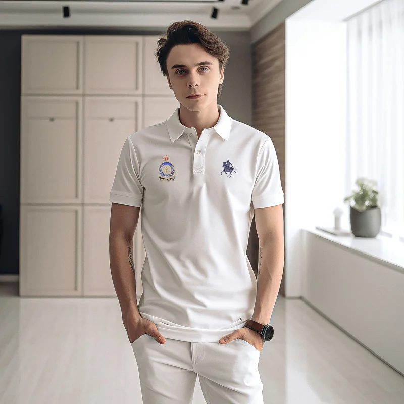 Men's luxury cashmere blend polo shirts in solid colorsPolo Republica Men's Horse Rider & PRC Crest Embroidered Short Sleeve Polo Shirt Men's luxury cashmere blend polo shirts in solid colorsPolo Republica Men's Horse Rider & PRC Crest Embroidered Short Sleeve Polo Shirt