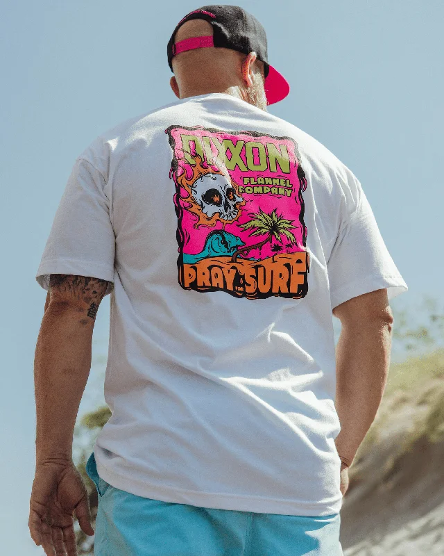 Men's antimicrobial t - shirts for odor - free freshness during travelPray for Surf T-Shirt - White